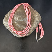 Pink Conch Tube Heishi Bead | 5 Strand Navajo Sterling Silver Necklace | 19" | 16545