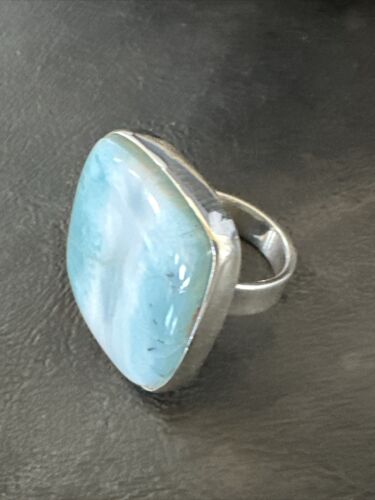 Navajo Blue Larimar Ring | Sterling Silver | Sz 9.5 | Authentic Native American Handmade | 17587