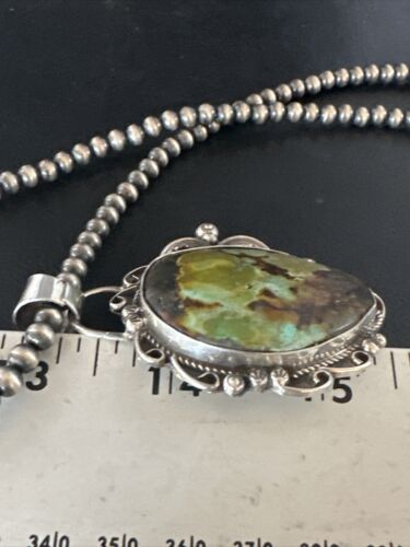 Navajo Green Turquoise Necklace | Sterling Silver | Authentic Native American Handmade | 15035 - Masha USA