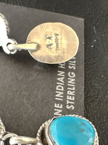 Kingman Turquoise Dangle Earrings | Navajo Handmade | Sterling Silver | Authentic Native American | 14864
