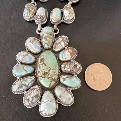Navajo Blue Golden Hills Turquoise Lariat Necklace Pendant | 16181 | Authentic Native American Handmade