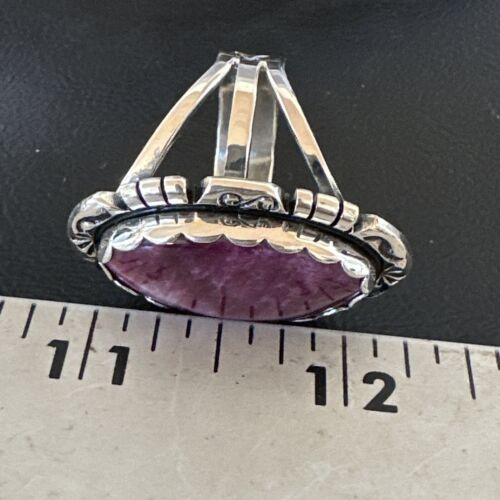 Navajo Purple Spiny Oyster Ring | Sterling Silver | Sz 10.5 | Authentic Native American Handmade | 16478
