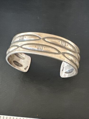Native American Sterling Silver Navajo Stamped Cuff Bracelet | Authentic Handmade | 15985