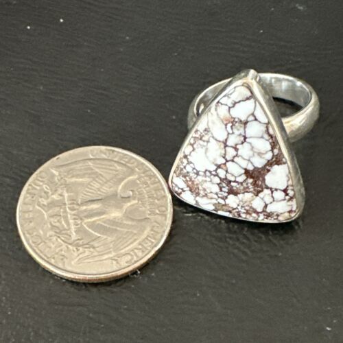 Men's Women's Wild Horse Turquoise Ring | Navajo Sterling Silver | Sz 8 | 17354