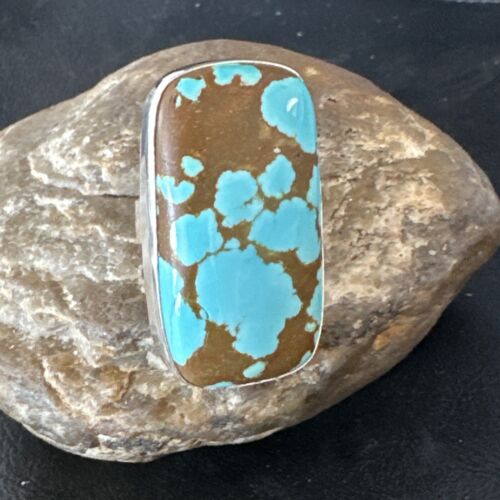 Navajo Blue Turquoise #8 Ring | Sterling Silver | Sz 7 | Authentic Native American Handmade | 14961