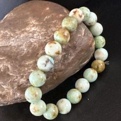 Women's Green Turquoise Stretch Bracelet | 10mm Stone | 7" | 15242