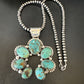 Men's Blue Turquoise Naja Pendant Necklace | Navajo Pearls | Sterling Silver | Native American Handmade | 16108