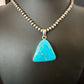 Blue Kingman Turquoise Pendant | Navajo Pearls | Sterling Silver Necklace 20" | 17009