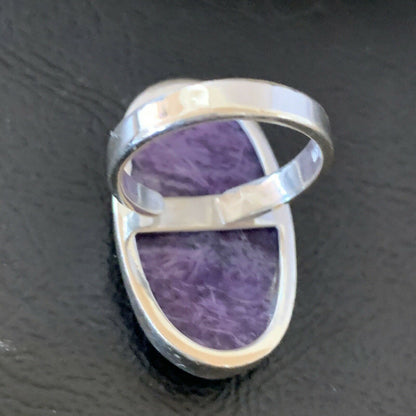Navajo Purple Charoite Adjustable Ring | Sterling Silver | Sz 8 | Authentic Native American Handmade | 10520
