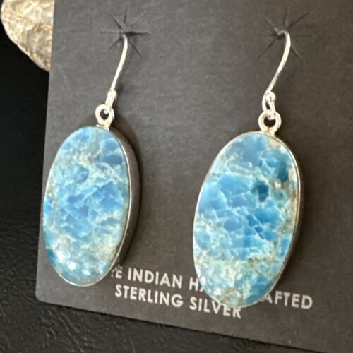 Blue Denim Lapis Dangle Earrings | Sterling Silver | 1" | 15791