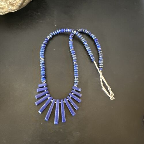 Men's Navajo Blue Lapis Necklace | Sterling Silver | 18" | Authentic Native American Handmade | 15771