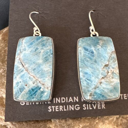 Handmade Sterling Silver Blue Denim Lapis Dangle Earrings | 1" | 15800