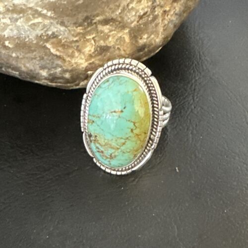 Blue #8 Turquoise Navajo Ring | Sterling Silver | Sz 12 | Authentic Native American Handmade | 15504