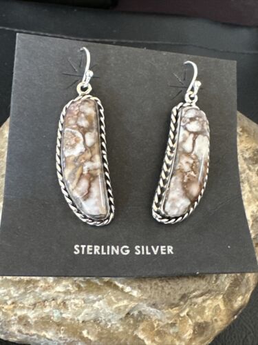 Navajo Wild Horse Turquoise Dangle Earrings | Sterling Silver | Authentic Native American Handmade | 16517
