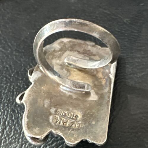 Navajo Turquoise Multi-Stone Adjustable Ring | Authentic Native American Sterling Silver | Sz 5 | 16891