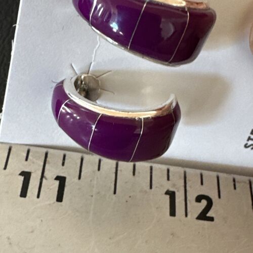 Southwestern Purple Sugilite Inlay Earrings | Sterling Silver | 1" | 16744