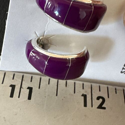 Southwestern Purple Sugilite Inlay Earrings | Sterling Silver | 1" | 16744