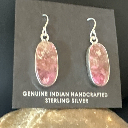 Purple Mojave Turquoise Dangle Earrings | Sterling Silver | Authentic Native American Handmade | 15781