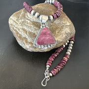 Navajo Purple Spiny Oyster Pendant Necklace | Sterling Silver | Native American Handmade | 16057