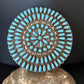 XXL Navajo Blue Turquoise Needle Point Wheel Pin Pendant | Sterling Silver | Authentic Native American Jewelry | 15155