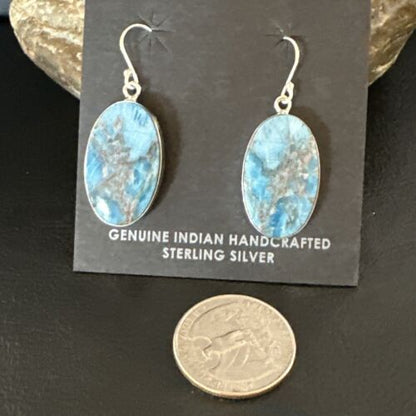 Blue Denim Lapis Dangle Earrings | Sterling Silver | 1" | 15796