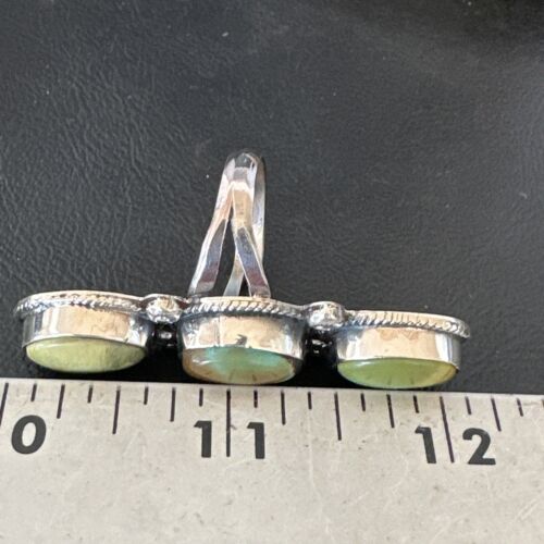 Navajo Green Royston Turquoise Multi-Stone Ring | Authentic Native American Sterling Silver | Sz 10.5 | 16723