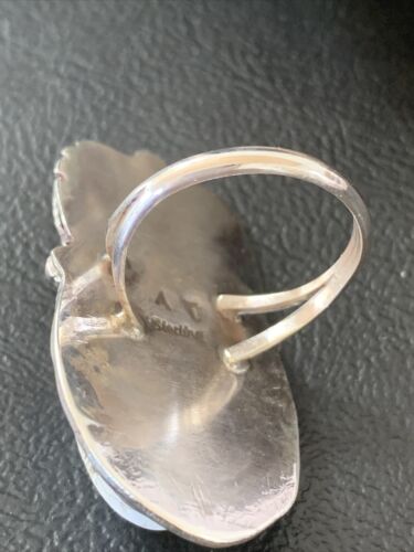 Southwestern Navajo White Buffalo Turquoise Ring | Sterling Silver | Sz 9 | 1964