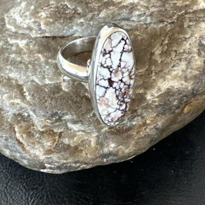 Men's and Women's Wild Horse Turquoise Ring | Navajo Sterling Silver | Sz 7 | 17358