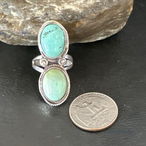 Navajo Blue Dry Creek Turquoise Multi-Stone Ring | Authentic Native American Sterling Silver | Sz 9.5 | 16738 - Masha USA