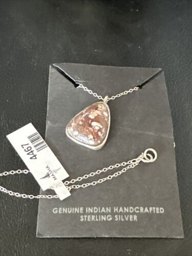 Navajo Wild Horse Turquoise Pendant Necklace | Sterling Silver | Authentic Native American Handmade | 4467
