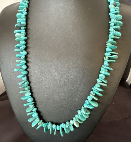 Navajo Blue Nugget Turquoise Bead Necklace | Sterling Silver Pearls | 20" | Authentic Native American Handmade | 16520