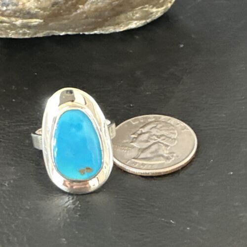 Navajo Blue Kingman Turquoise Ring | Sterling Silver | Sz 9 | Authentic Native American Handmade | 16585