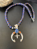 Navajo Blue Lapis Spiny Oyster Naja Pendant | Sterling Silver | Authentic Native American Handmade | 11493