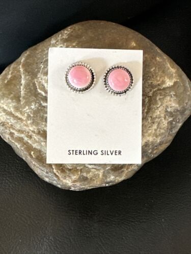 Navajo Sterling Silver Pink Conch Shell Cluster Earrings | Handmade | 16154