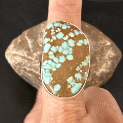 Navajo Blue Turquoise #8 Ring | Sterling Silver | Sz 10 | Authentic Native American Handmade | 14962