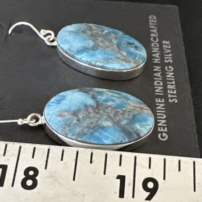 Blue Denim Lapis Dangle Earrings | Sterling Silver | 1" | 15796