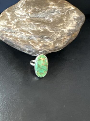 Navajo Green Mojave Turquoise Ring | Sterling Silver | Sz 7 | Authentic Native American Handmade | 15596