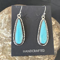 Navajo Blue Turquoise Dangle Earrings | Sterling Silver | Authentic Native American Handmade | 16511