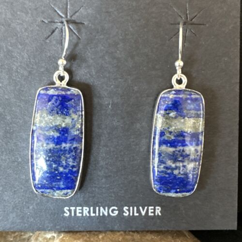 Blue Denim Lapis Dangle Earrings | Sterling Silver | 1" | 15804