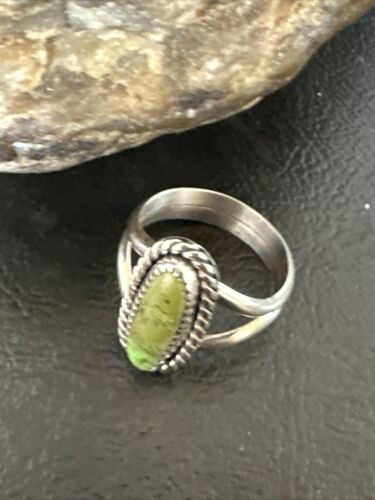 Navajo Green Gaspeite Ring | Sterling Silver | Sz 6.5 | Authentic Native American Handmade | 16402