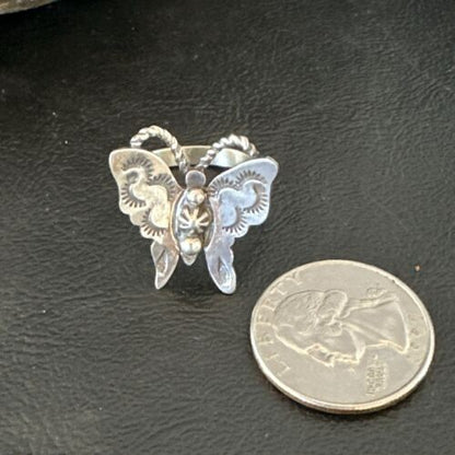 Navajo Sterling Silver Butterfly Ring | Sz 9 | Authentic Native American Handmade | 16975