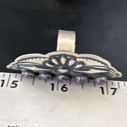Navajo Purple Spiny Oyster Multi-Stone Ring | Authentic Native American Sterling Silver | Multi-Stone | Sz 8.5 | 15052