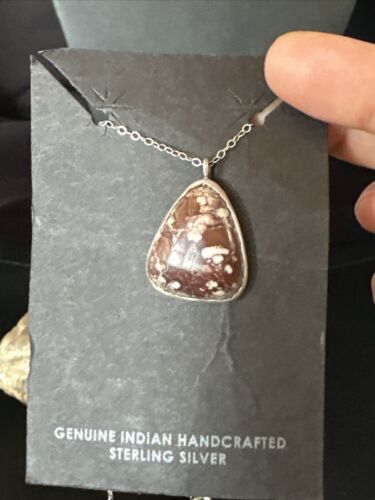 Navajo Wild Horse Turquoise Pendant Necklace | Sterling Silver | Authentic Native American Handmade | 4467