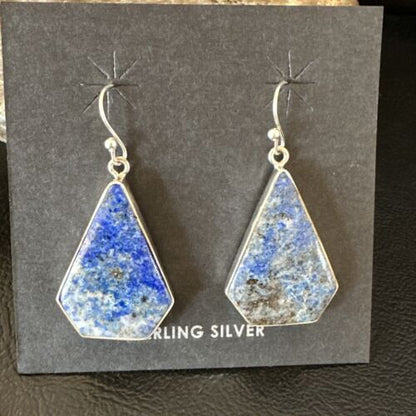 Blue Denim Lapis Dangle Earrings | Sterling Silver | 1" | 15805 - Masha USA