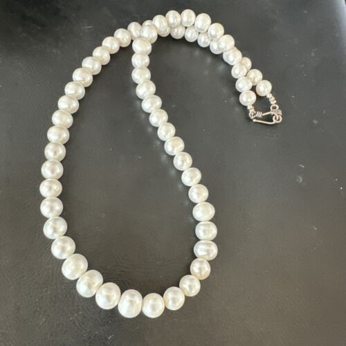 Handmade White Freshwater Pearl Bead Necklace | Sterling Silver | 21" | 17368