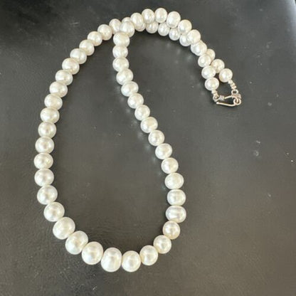 Handmade White Freshwater Pearl Bead Necklace | Sterling Silver | 21" | 17368