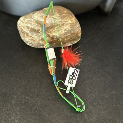 Handmade Green Bow Car Charm | 6.5" Mirror Dangler | Southwestern Jewelry | 8892