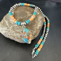 Navajo Spiny Turquoise Pendant Necklace | Sterling Silver | 21" | Authentic Native American Handmade | 17517