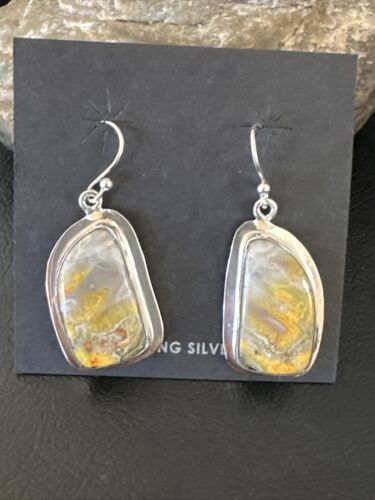 Navajo Bumblebee Jasper Earrings | Sterling Silver | Authentic Native American Handmade | 15829