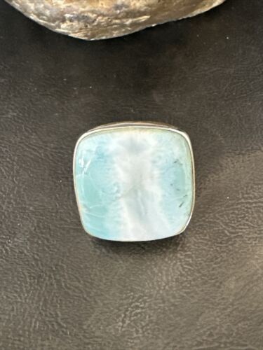 Navajo Blue Larimar Ring | Sterling Silver | Sz 9.5 | Authentic Native American Handmade | 17587